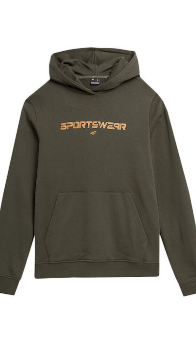 4F Ανδρική μπλούζα φούτερ με κουκούλα χακί