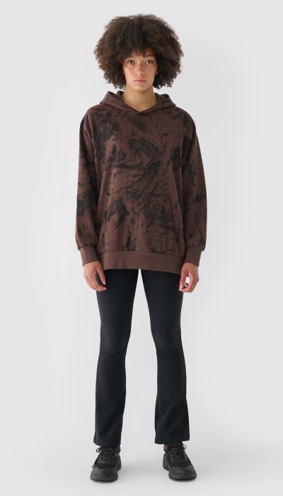 4F Γυναικεία Μπλούζα Φούτερ Με Κουκούλα Καφέ