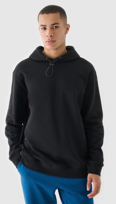 4F Ανδρική Μπλούζα Φούτερ με Κουκούλα και στάμπα στην πλάτη Μαύρη