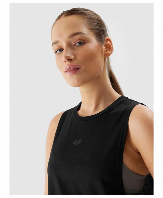 4F Γυναικεία αθλητική μπλούζα αμάνικη 4F Dry μαύρη