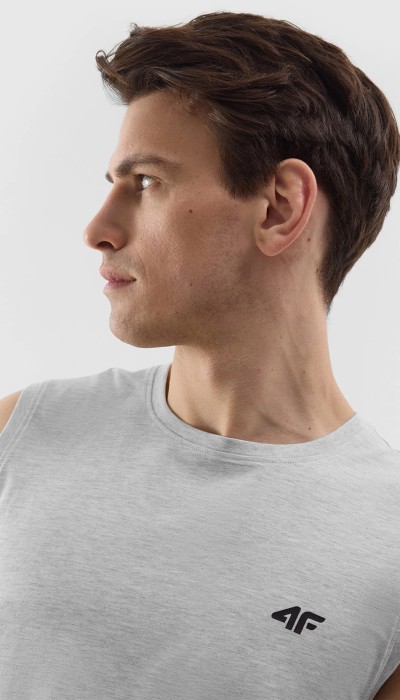 4F Ανδρική αμάνικη βαμβακερή μπλούζα γκρι