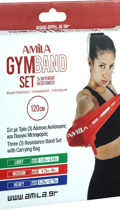 Amila Σετ 3 Λάστιχα Αντίστασης GymBand 1.2m Πολύχρωμο
