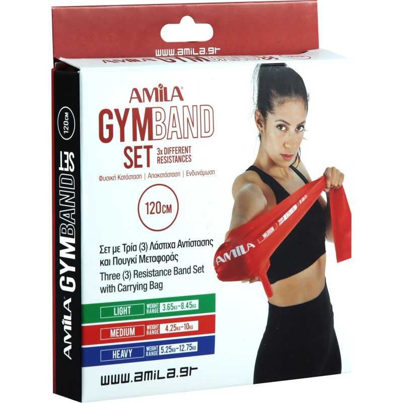 Amila Σετ 3 Λάστιχα Αντίστασης GymBand 1.2m Πολύχρωμο Amila Σετ 3 Λάστιχα Αντίστασης GymBand 1.2m Πολύχρωμο