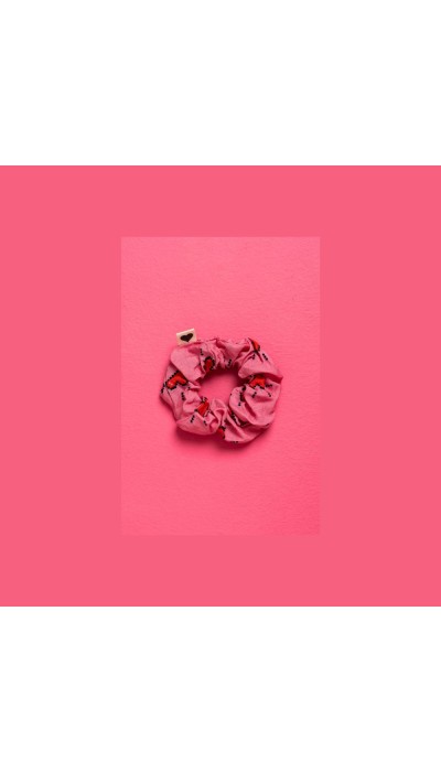 PetitBoutik Scrunchie σούρα μαλλιών Pink Hearts Pixel