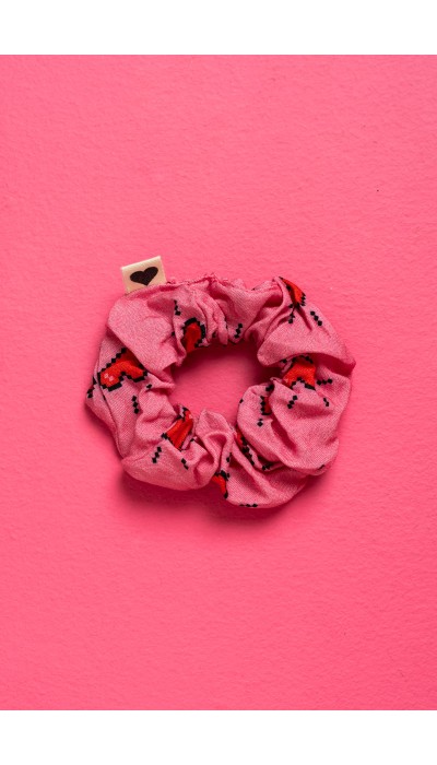 PetitBoutik Scrunchie σούρα μαλλιών Pink Hearts Pixel