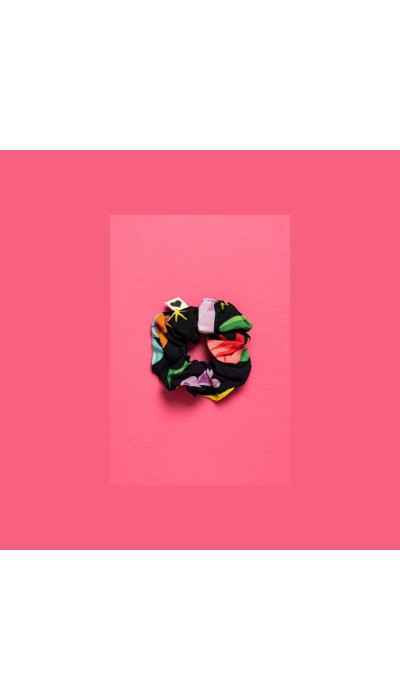 PetitBoutik Scrunchie σούρα μαλλιών Black Mexican Leopard