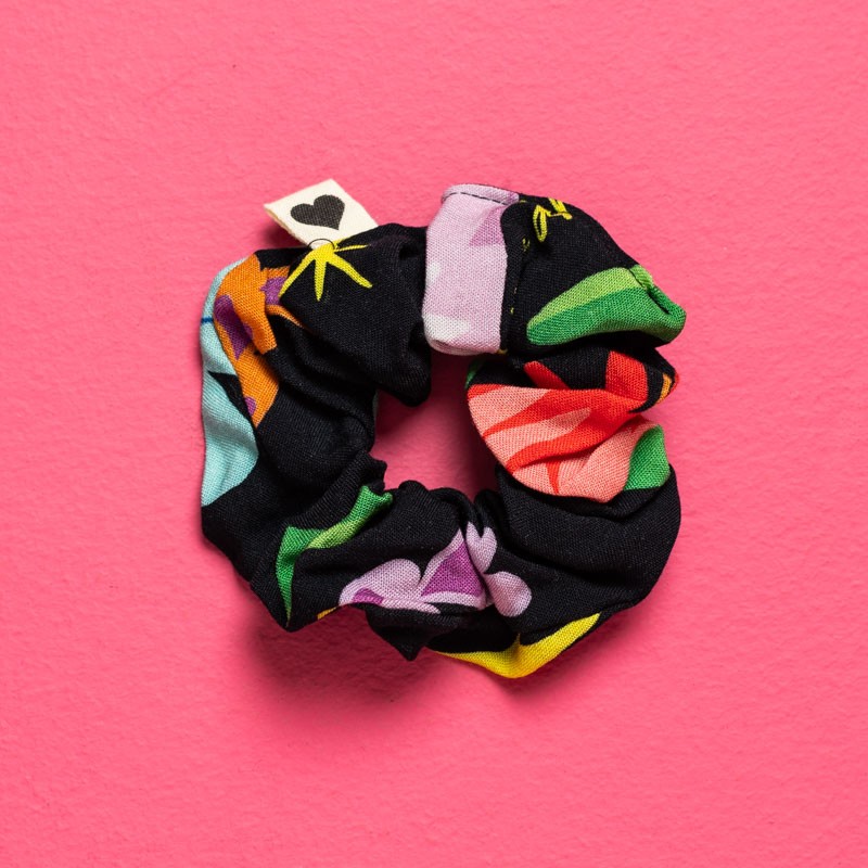 PetitBoutik Scrunchie σούρα μαλλιών Black Mexican Leopard PetitBoutik Scrunchie σούρα μαλλιών Black Mexican Leopard