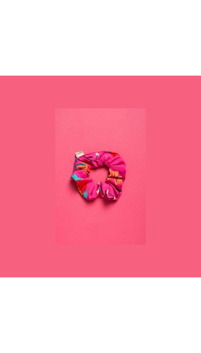PetitBoutik Scrunchie σούρα μαλλιών Hot Pink Floral 