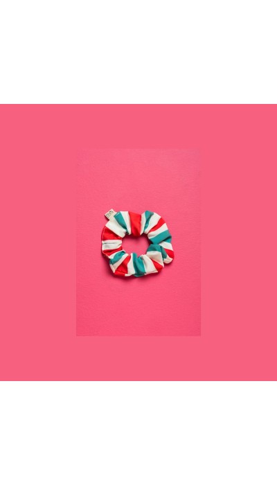 PetitBoutik Scrunchie σούρα μαλλιών Red and Green Stripes