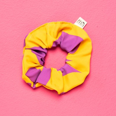 PetitBoutik Scrunchie σούρα μαλλιών Yellow Magenta Hearts