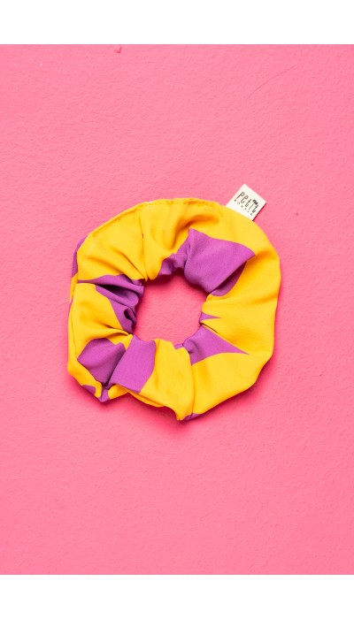 PetitBoutik Scrunchie σούρα μαλλιών Yellow Magenta Hearts