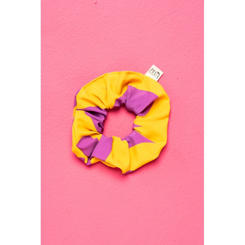 PetitBoutik Scrunchie σούρα μαλλιών Yellow Magenta Hearts