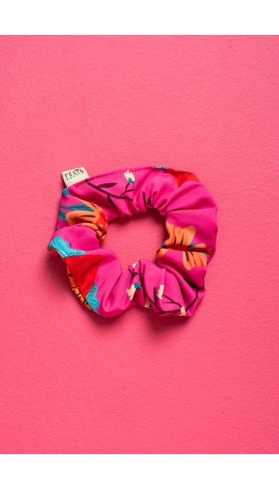 PetitBoutik Scrunchie σούρα μαλλιών Hot Pink Floral 