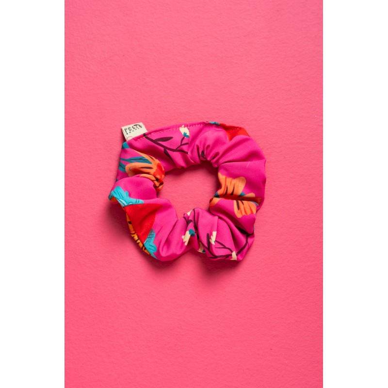 PetitBoutik Scrunchie σούρα μαλλιών Hot Pink Floral 