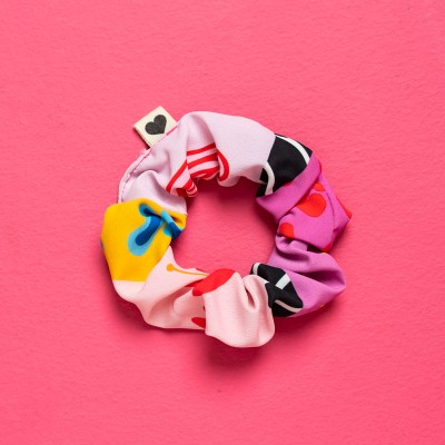 PetitBoutik Scrunchie σούρα μαλλιών Pink Hearts Pixel
