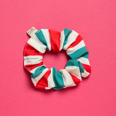 PetitBoutik Scrunchie σούρα μαλλιών Red and Green Stripes