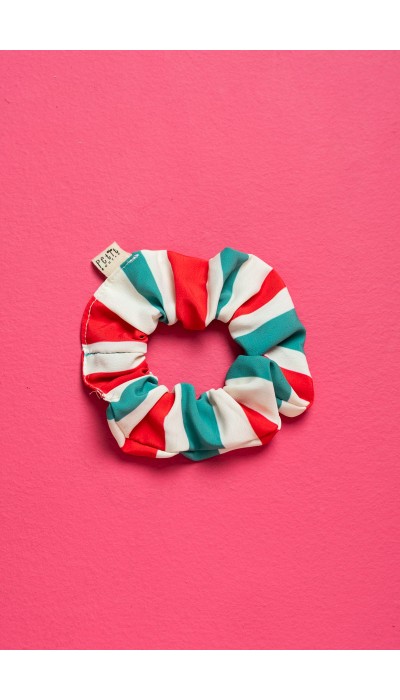 PetitBoutik Scrunchie σούρα μαλλιών Red and Green Stripes