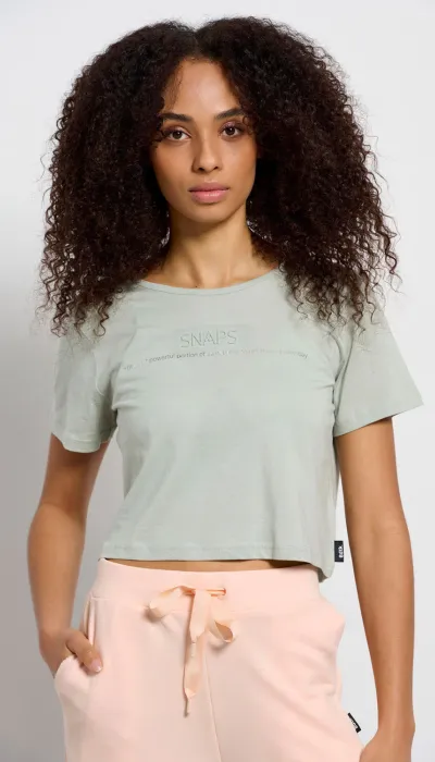 BodyTalk Γυναικεία μπλούζα κοντομάνικη Snaps crop top φυστικί