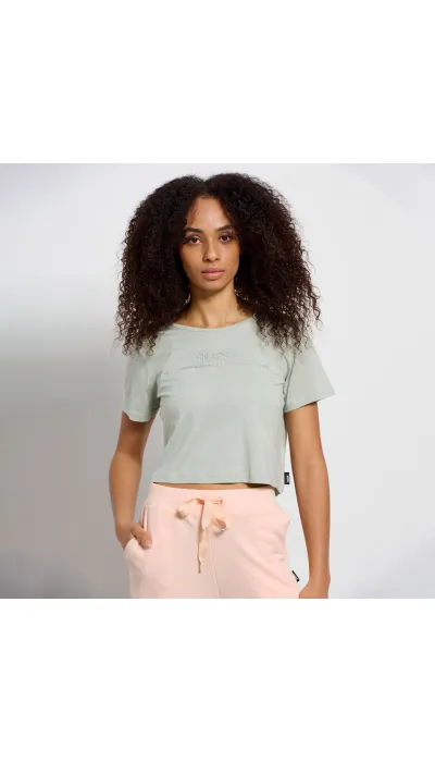 BodyTalk Γυναικεία μπλούζα κοντομάνικη Snaps crop top φυστικί