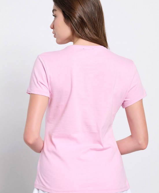 BodyTalk Γυναικεία κοντομάνικη μπλούζα βαμβακερή ροζ