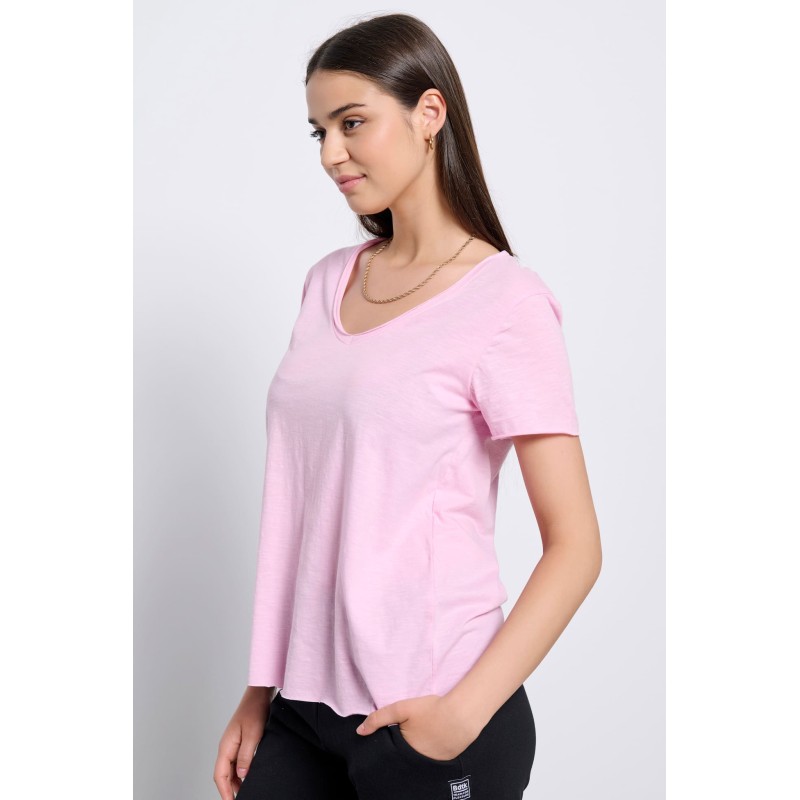 BodyTalk Γυναικεία κοντομάνικη μπλούζα με V ροζ BodyTalk Γυναικεία κοντομάνικη μπλούζα με V ροζ