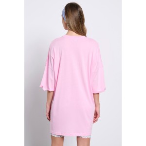 BodyTalk Γυναικεία Oversized μακρυά κοντομάνικη μπλούζα ροζ