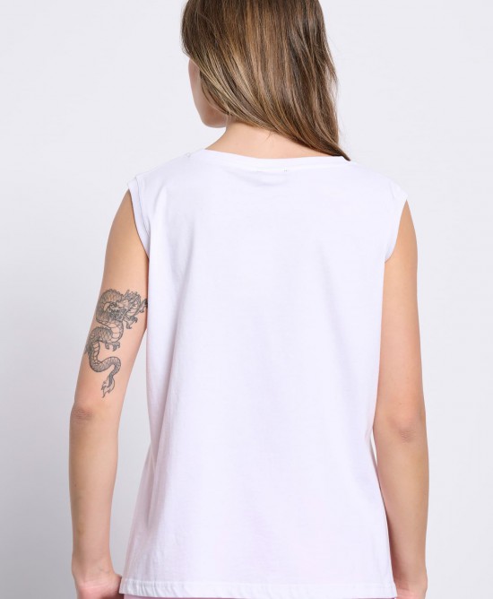 BodyTalk Γυναικεία αμάνικη μπλούζα άσπρη