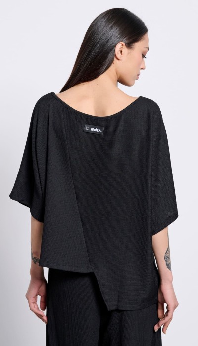 BodyTalk Γυναικεία μπλούζα κοντομάνικη loose "GOFRE" μαύρη