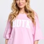 BodyTalk  Γυναικεία κοντομάνικη loose μπλούζα με λογότυπο ροζ