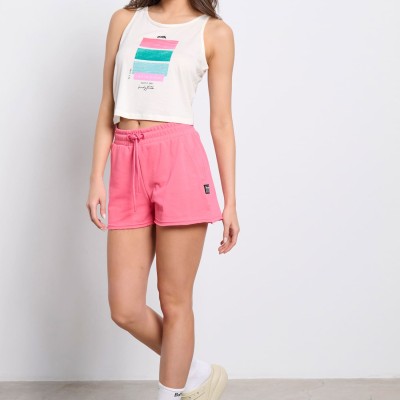BodyTalk Γυναικείο αμάνικο crop top έκρου
