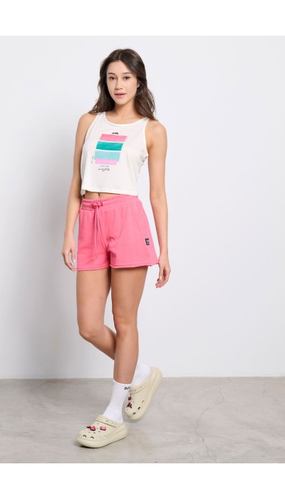 BodyTalk Γυναικείο αμάνικο crop top έκρου