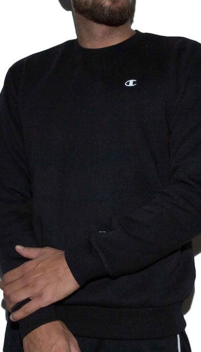 Champion Ανδρική μπλούζα φούτερ με λαιμόκοψη μαύρη