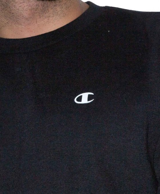 Champion Ανδρική μπλούζα φούτερ με λαιμόκοψη μαύρη