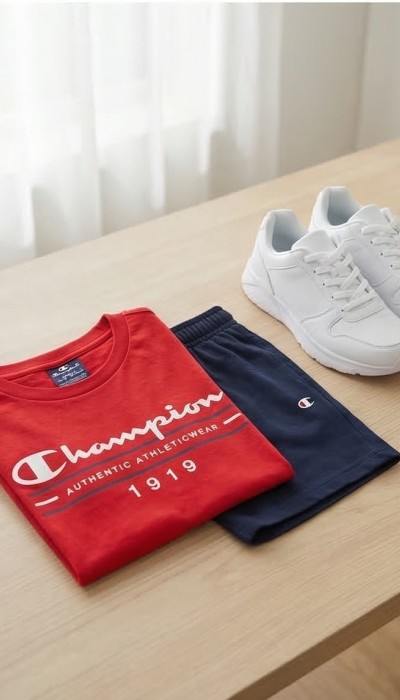Champion Παιδικό σετ κοντομάνικη μπλούζα & βερμούδα κόκκινο