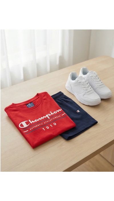 Champion Παιδικό σετ κοντομάνικη μπλούζα & βερμούδα κόκκινο