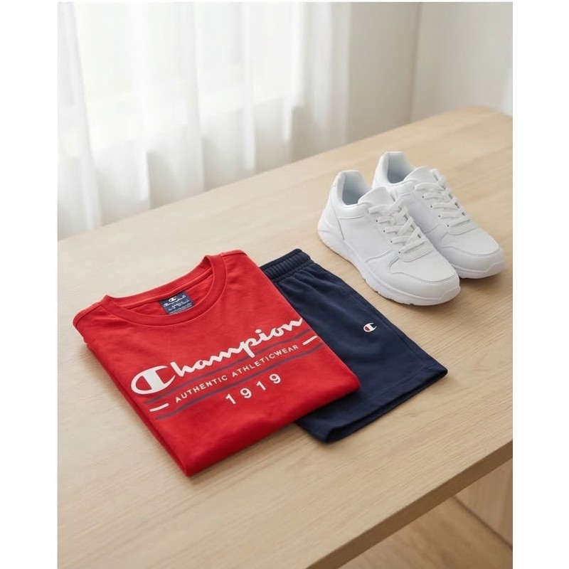 Champion Παιδικό σετ κοντομάνικη μπλούζα & βερμούδα κόκκινο