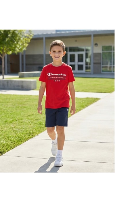 Champion Παιδικό σετ κοντομάνικη μπλούζα & βερμούδα κόκκινο