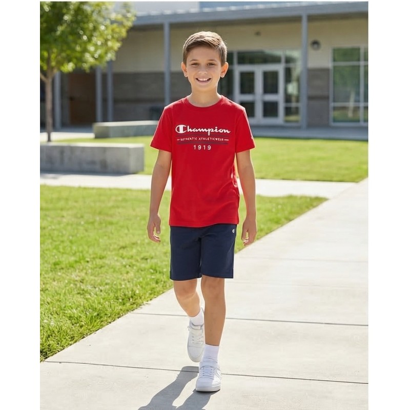 Champion Παιδικό σετ κοντομάνικη μπλούζα & βερμούδα κόκκινο