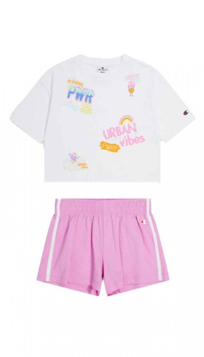Champion Παιδικό σετ για κορίτσι μπλούζα & σορτς άσπρο