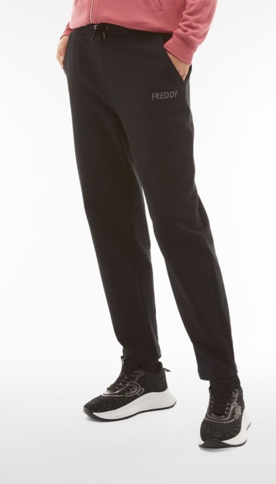 Freddy Γυναικείο παντελόνι φούτερ carrot fit μαύρο