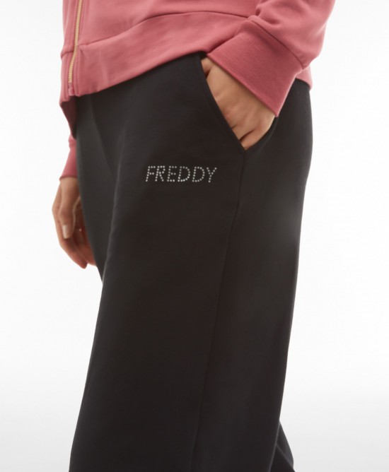 Freddy Γυναικείο παντελόνι φούτερ carrot fit μαύρο