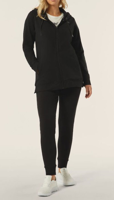 Freddy Γυναικεία Ζακέτα Φούτερ με Κουκούλα & Κέντημα στο Μανίκι Μαύρη