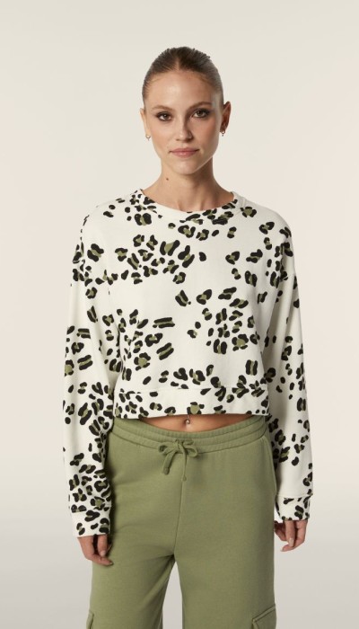Freddy Γυναικεία Μπλούζα Φούτερ Με Animal Print Εκρού