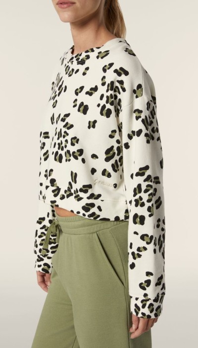 Freddy Γυναικεία Μπλούζα Φούτερ Με Animal Print Εκρού