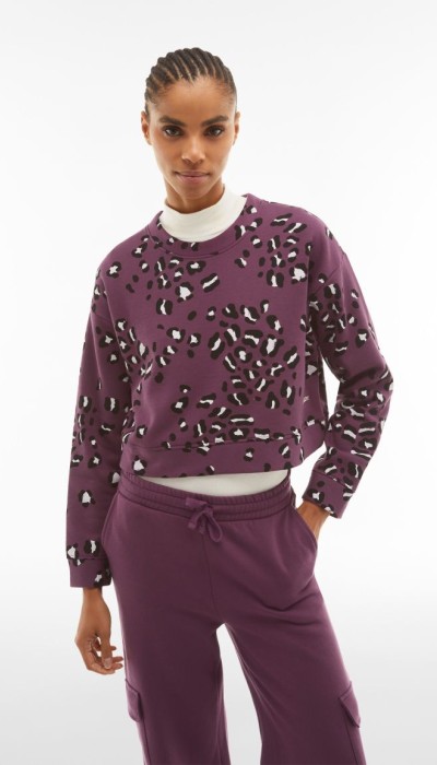 Freddy Γυναικεία Μπλούζα Φούτερ Με Animal Print Μωβ