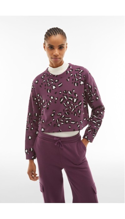 Freddy Γυναικεία Μπλούζα Φούτερ Με Animal Print Μωβ