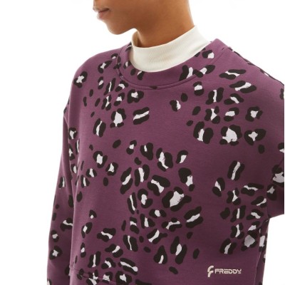 Freddy Γυναικεία Μπλούζα Φούτερ Με Animal Print Μωβ