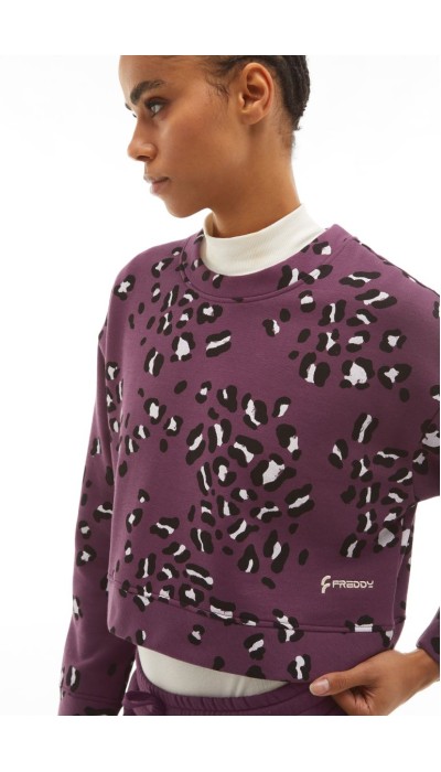 Freddy Γυναικεία Μπλούζα Φούτερ Με Animal Print Μωβ