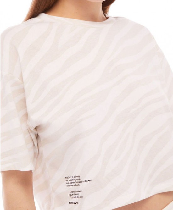  Freddy Γυναικείο cropped t-shirt με print άσπρο
