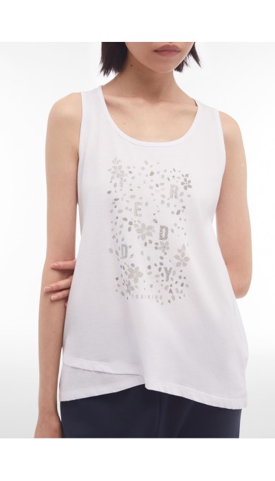 Freddy Γυναικεία μπλούζα αμάνικη με floral print άσπρη